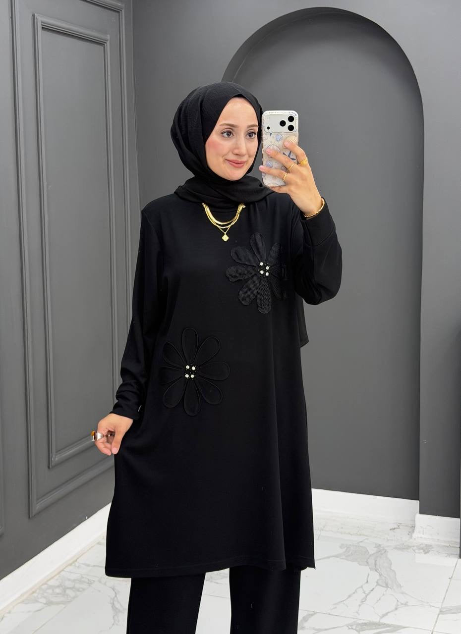 ZAHRA Set - Modest 2-Piece Set with Floral Embroidery