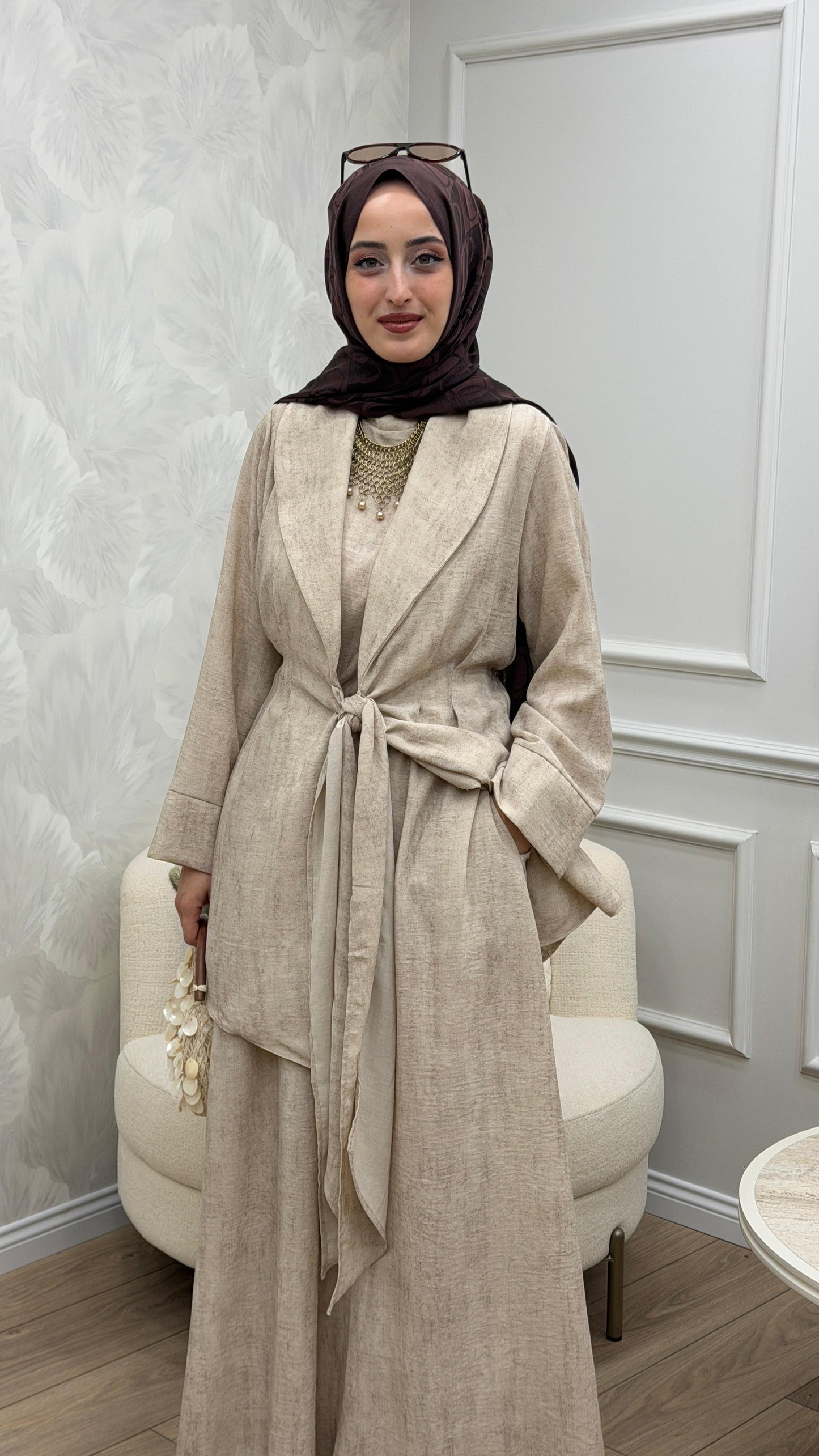 Elegant Wrap Tunic & Wide-Leg Pants Set
