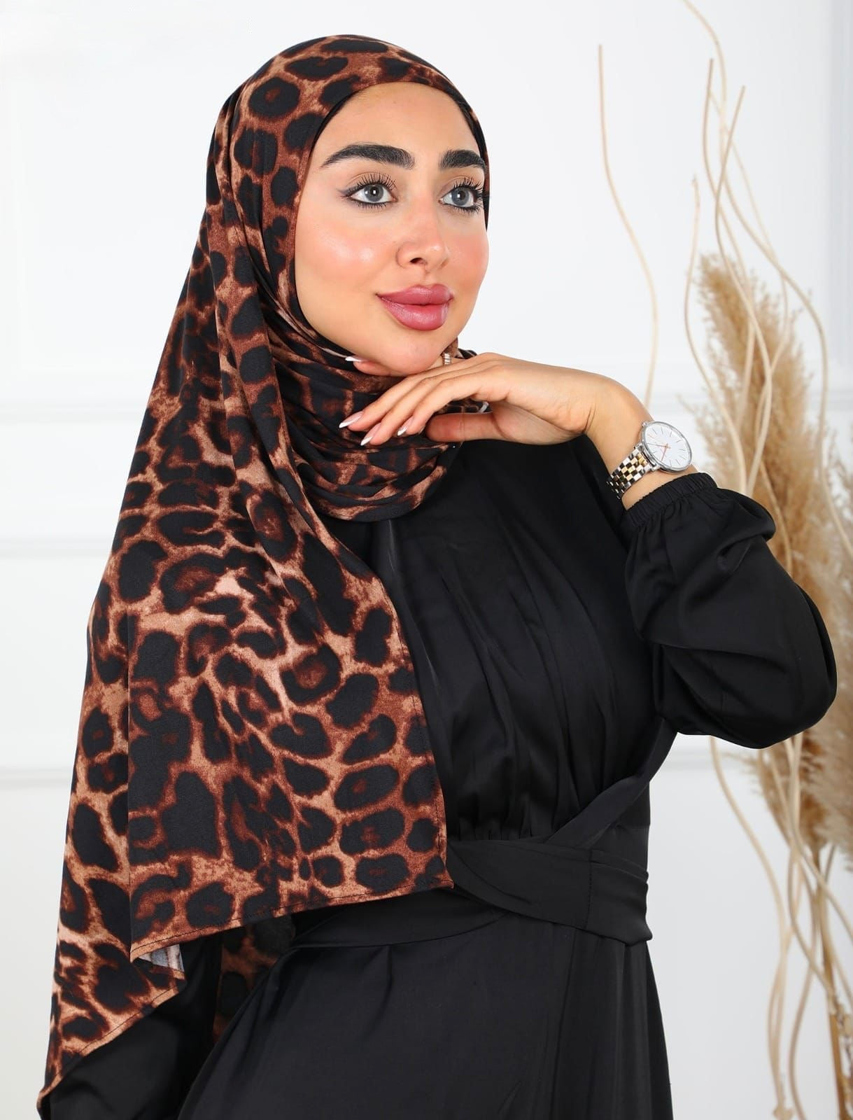 Leopard Print Lycra Hijab