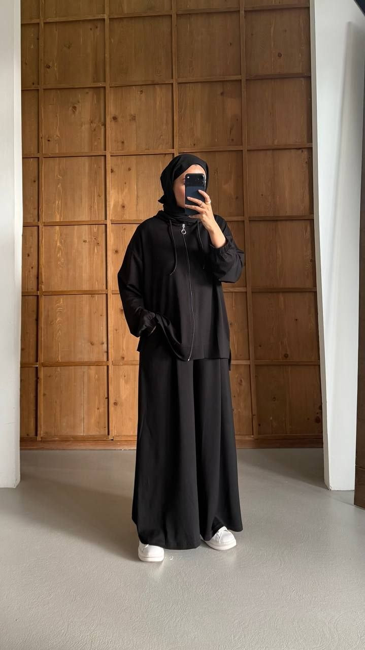 Zip-Up Hoodie & Wide-Leg Pants Set