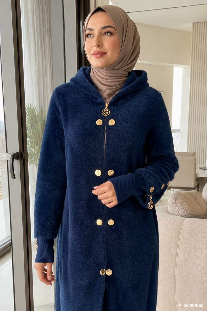 Women's Zipper And Button Detailed Long Jacket