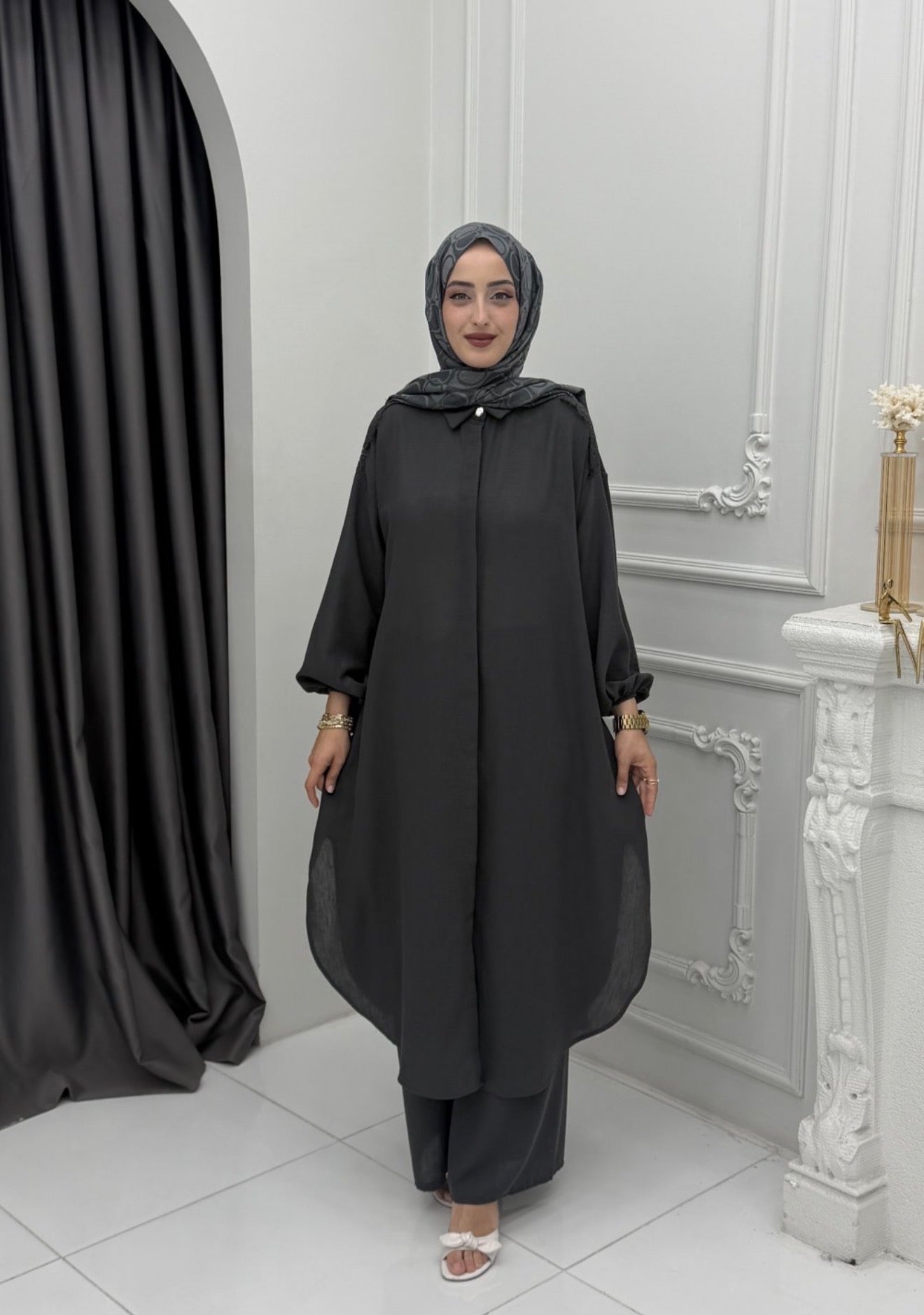 Lace Back Modest Two-Piece Set