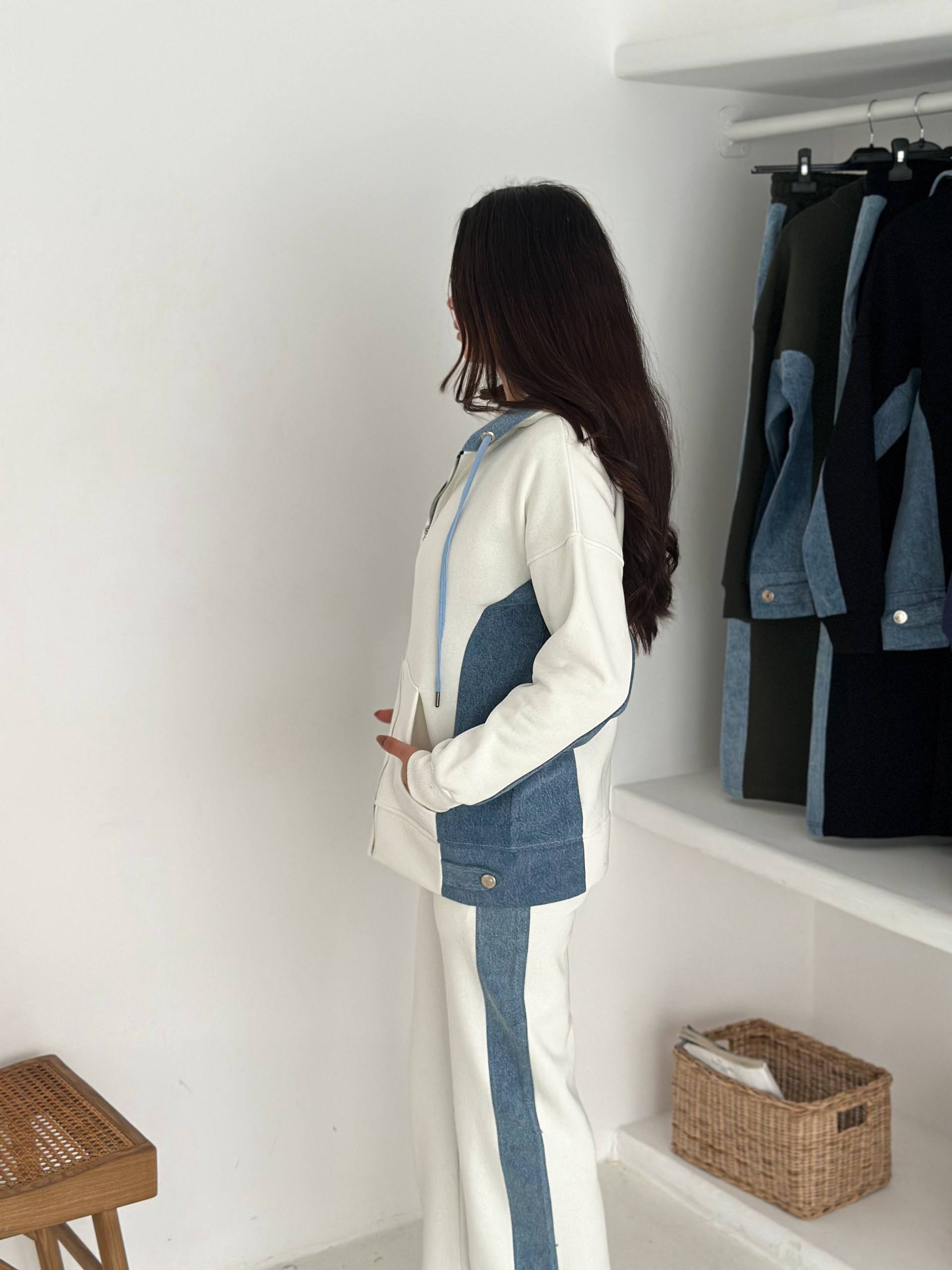 	Women’s Cozy Cotton Fleece Set – Denim Trim