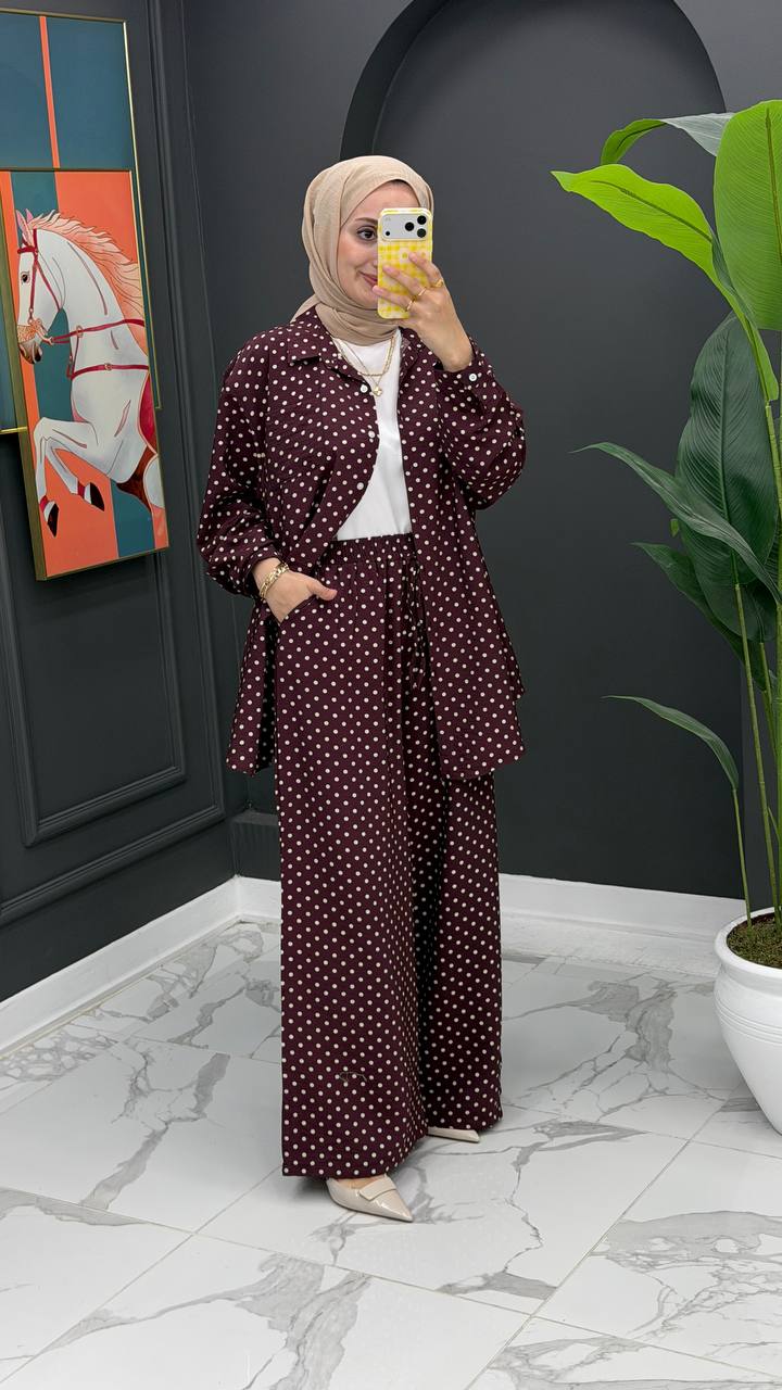 Burgundy Polka Dot Co-ord Set