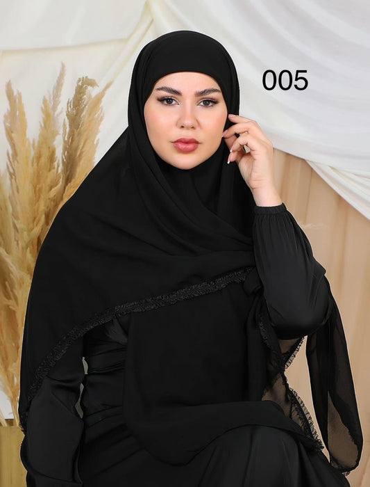 ايشارب كريب  خليجي.                Gulf Crepe Hijab  – Elegant Statement Scarf