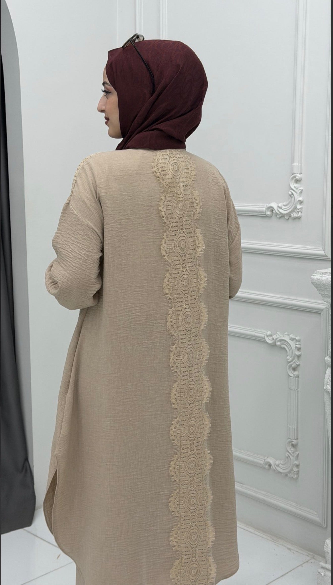 Lace Back Modest Two-Piece Set