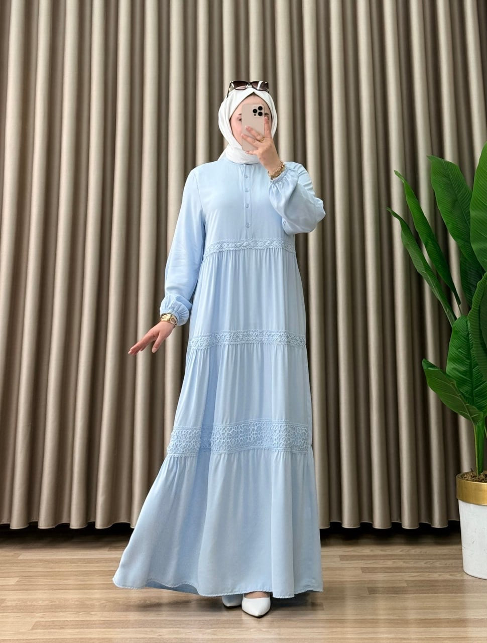 Lace-Trim Tiered Maxi Dress