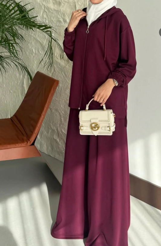 Zip-Up Hoodie & Wide-Leg Pants Set
