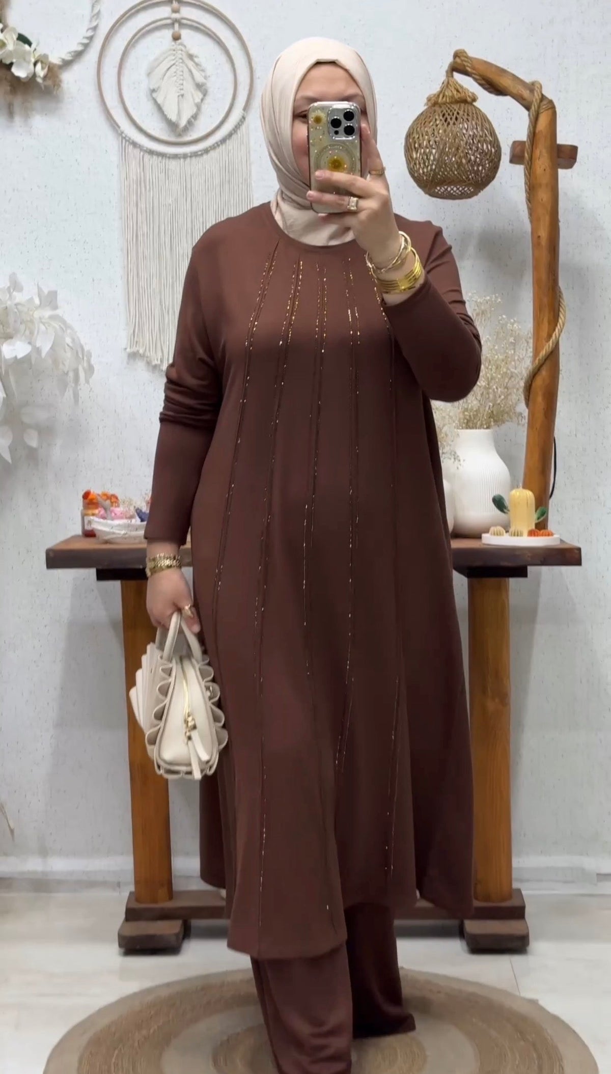 Embellished Stone Tunic & Pants Set