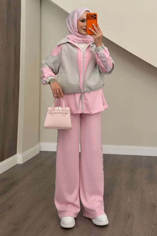 Modest Sporty 2-Piece Set – Zip-Up Jacket & Wide-Leg Pants
