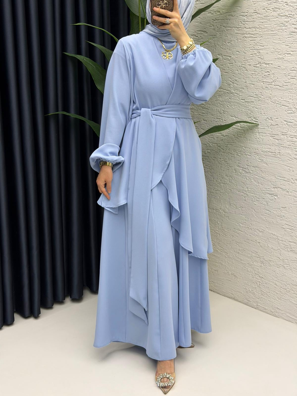 Elegant Wrap Tunic & Wide-Leg Pants Set