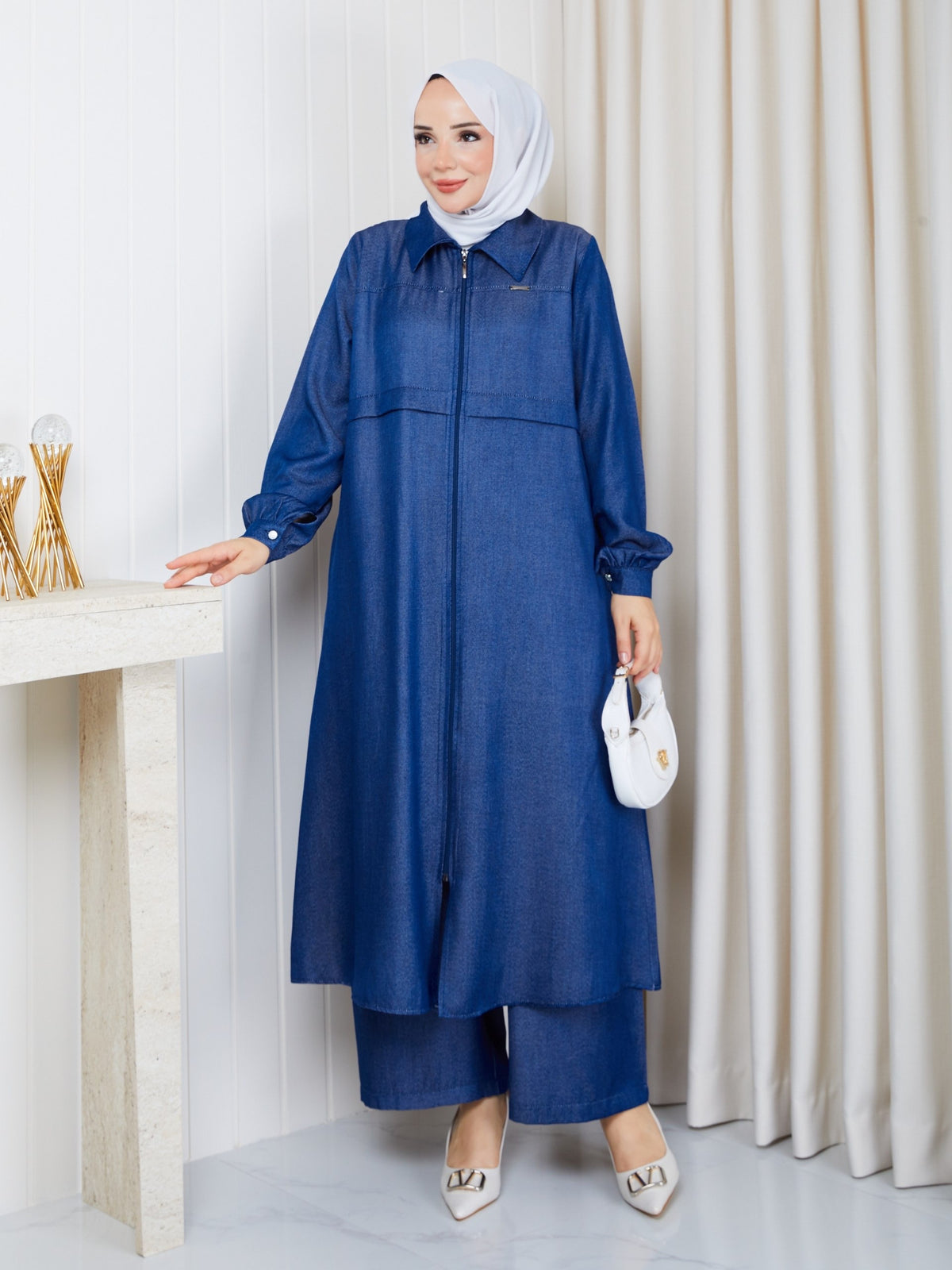 Sama Denim set - 2 Piece Modest Set in Blue