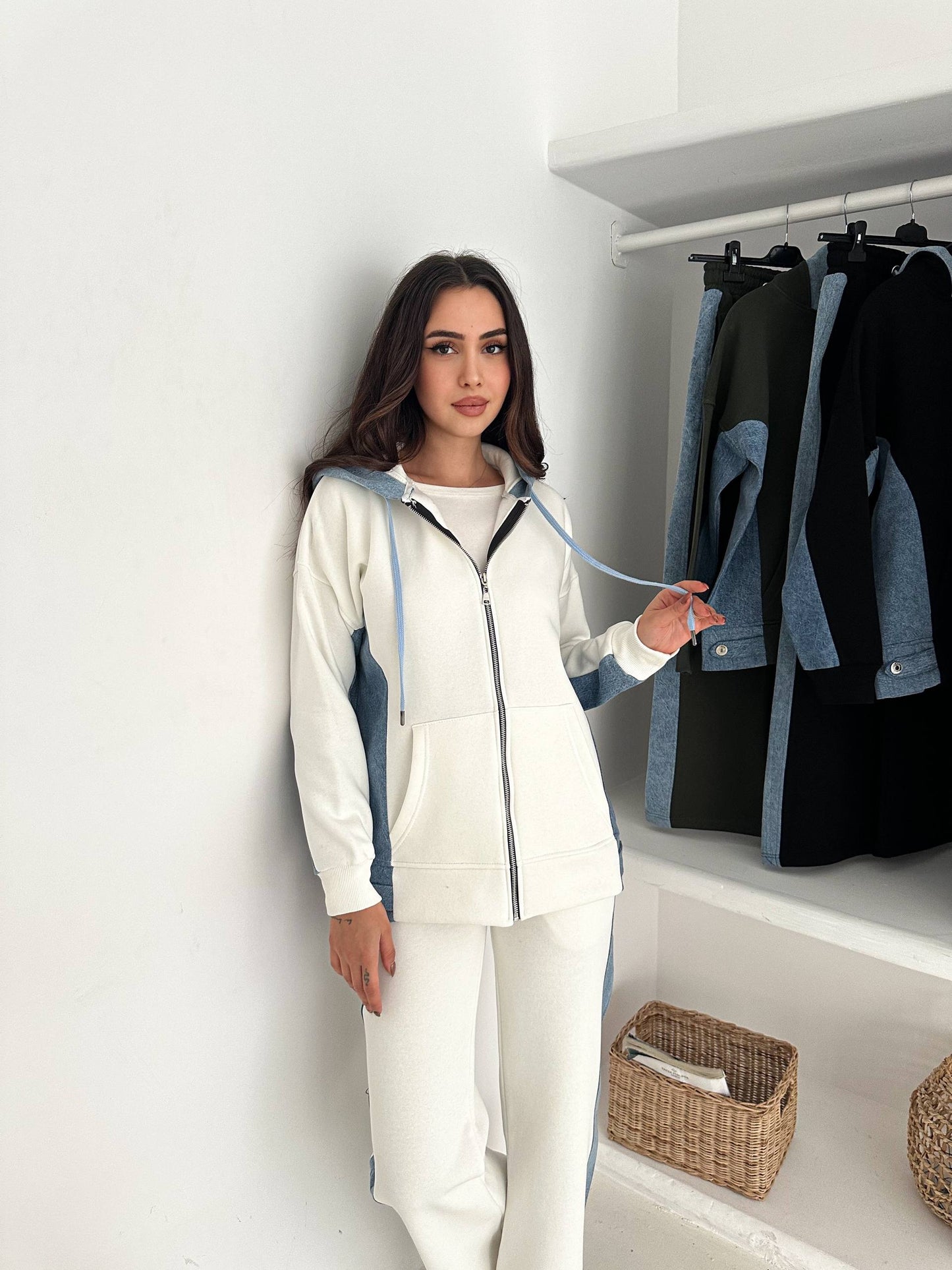 	Women’s Cozy Cotton Fleece Set – Denim Trim