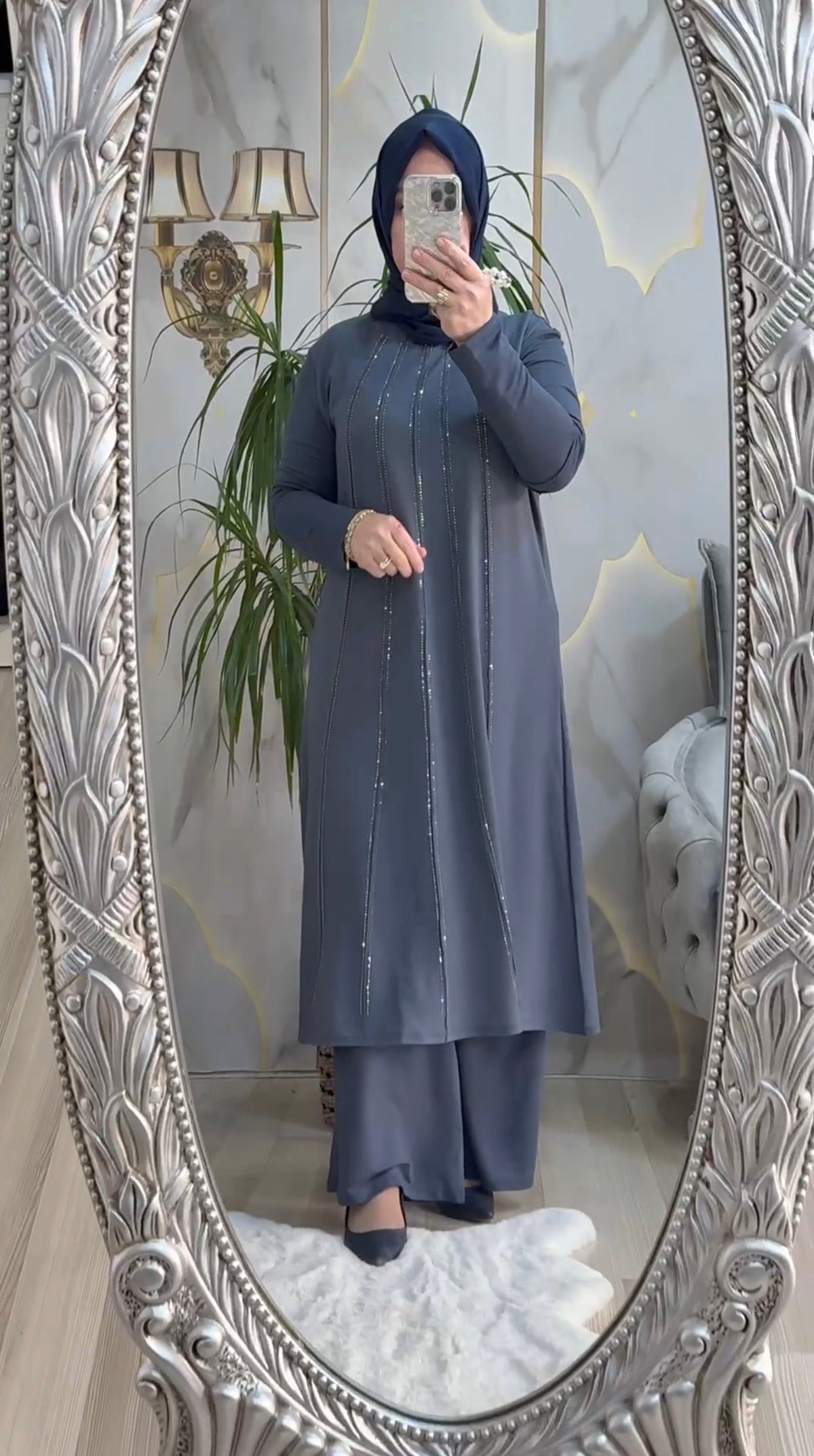 Embellished Stone Tunic & Pants Set