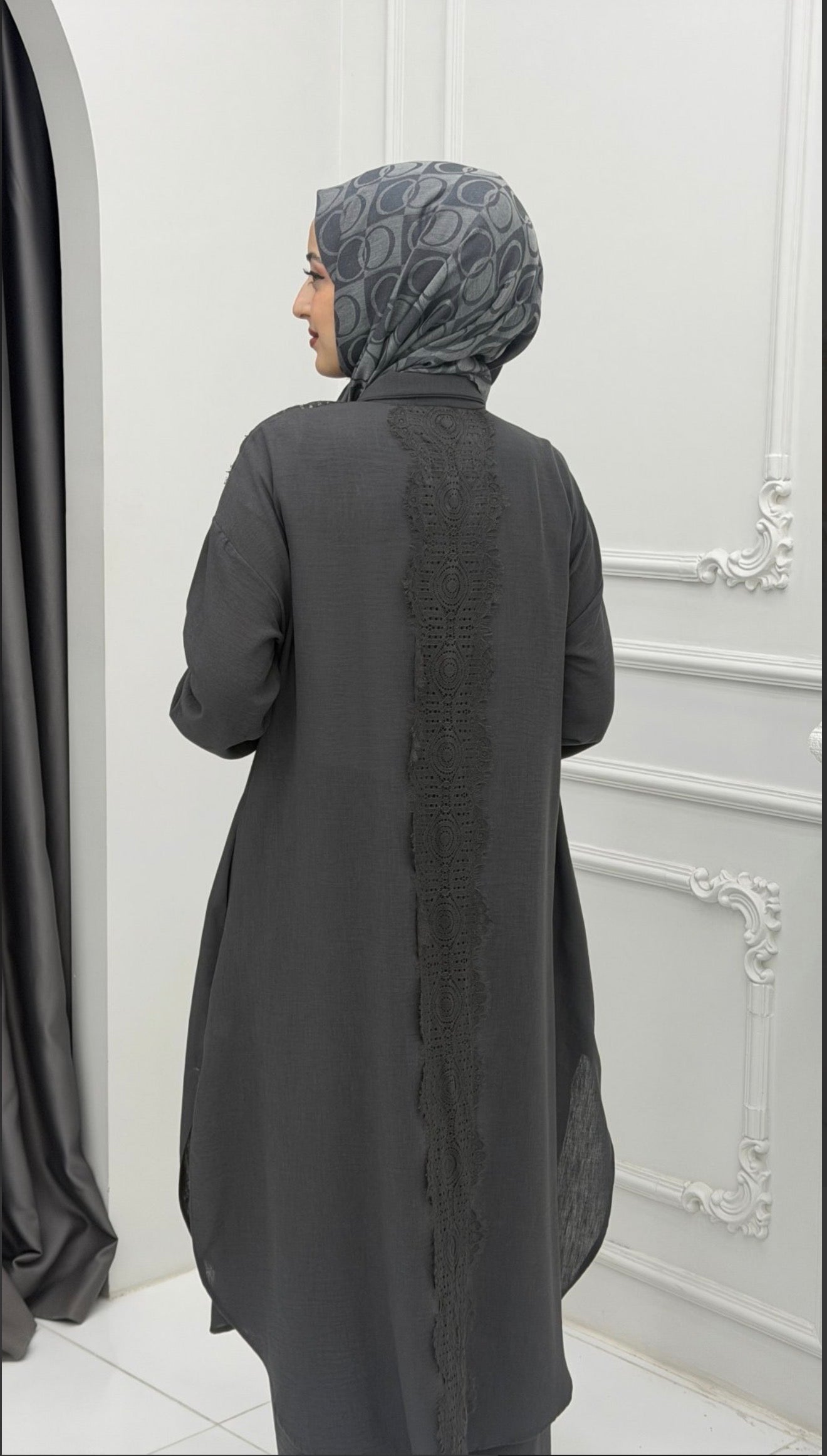 Lace Back Modest Two-Piece Set