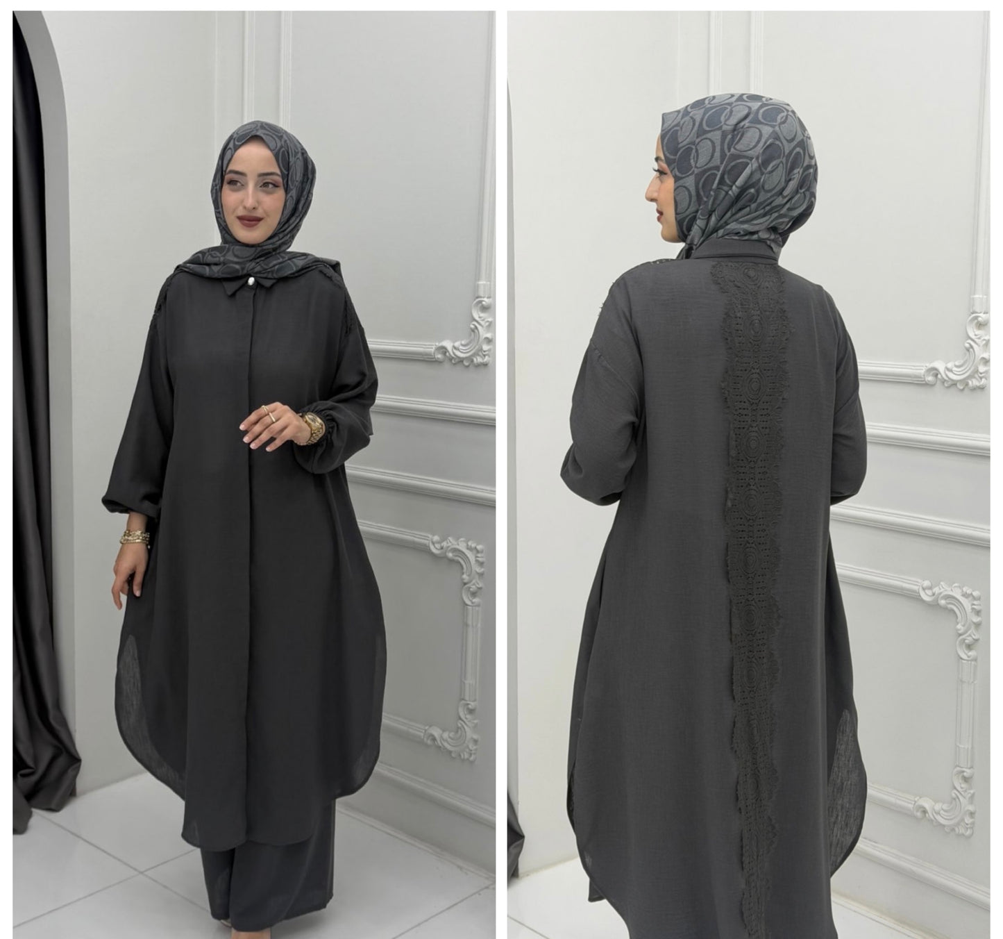 Lace Back Modest Two-Piece Set