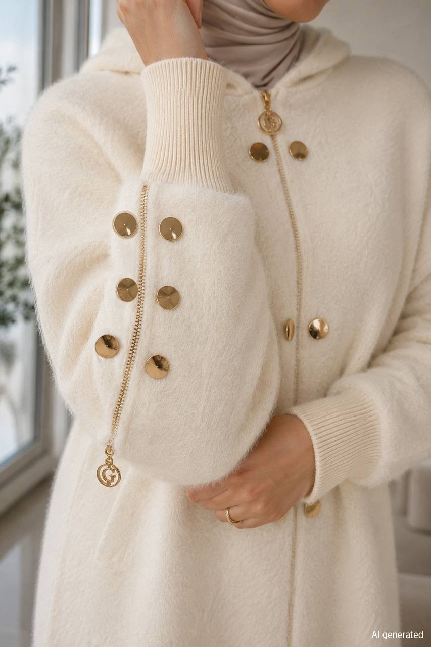 Women's Zipper And Button Detailed Long Jacket