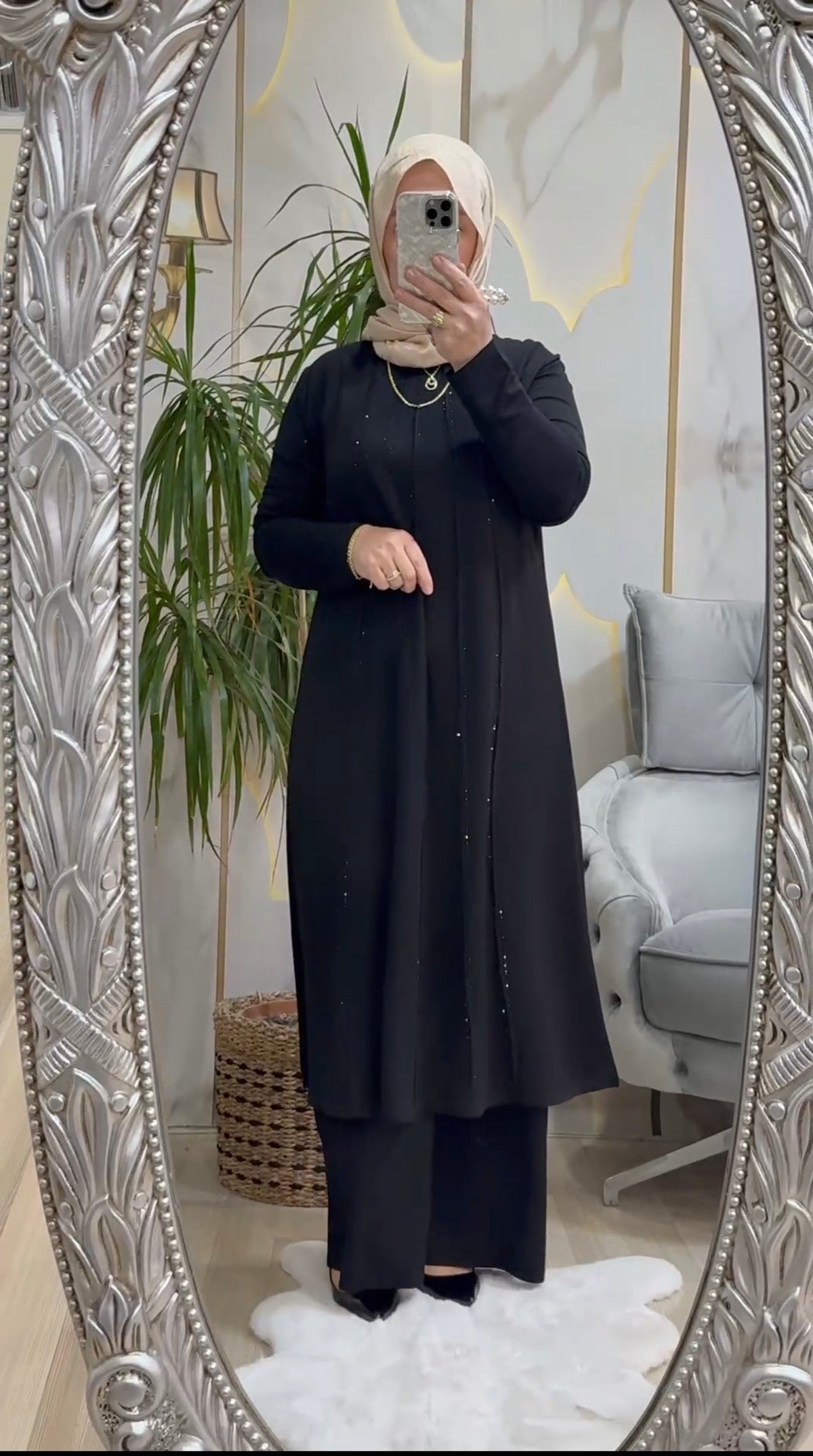 Embellished Stone Tunic & Pants Set
