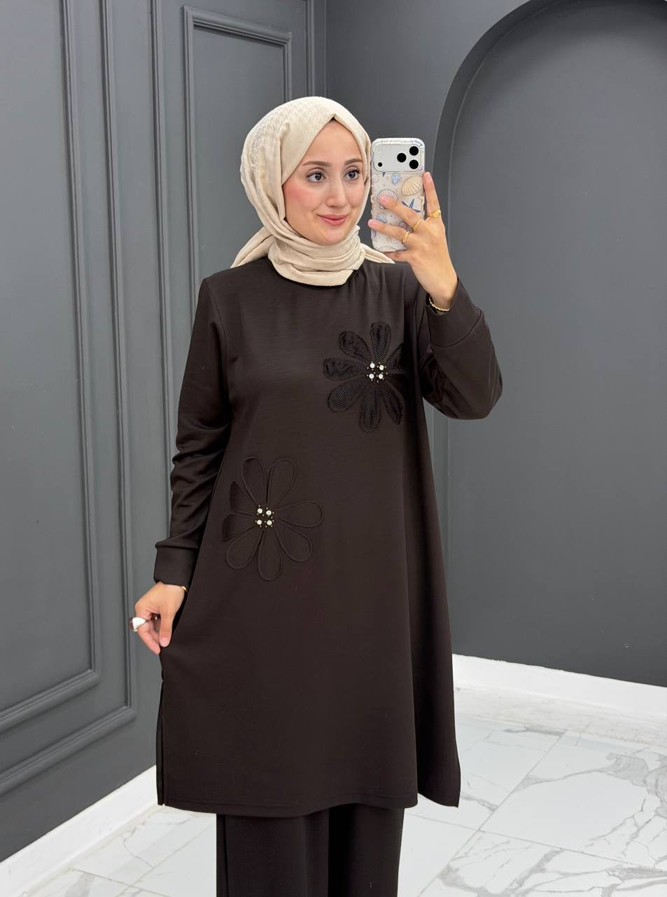 ZAHRA Set - Modest 2-Piece Set with Floral Embroidery