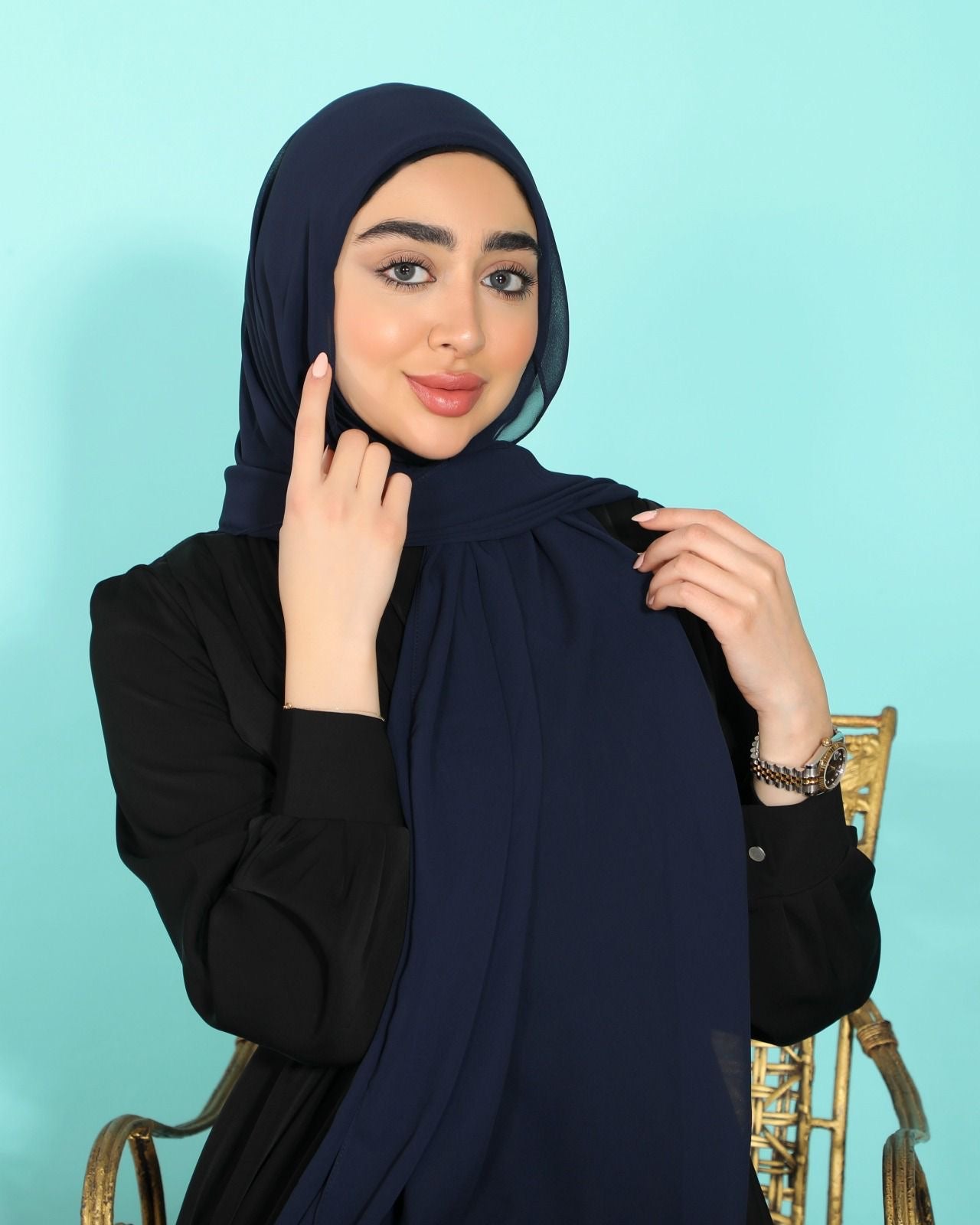 Crepe  hijab with attached ninja