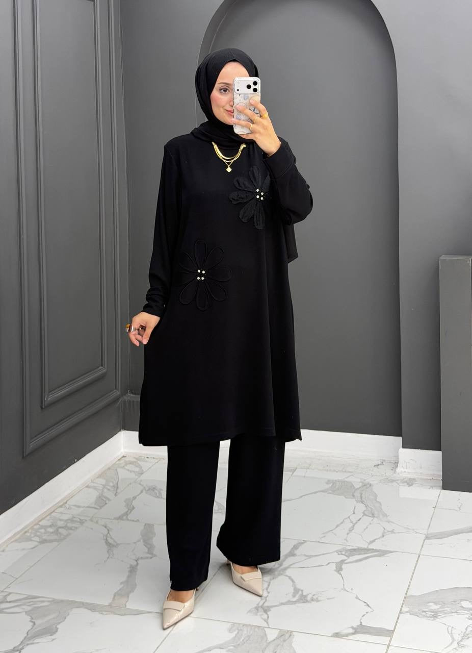 ZAHRA Set - Modest 2-Piece Set with Floral Embroidery