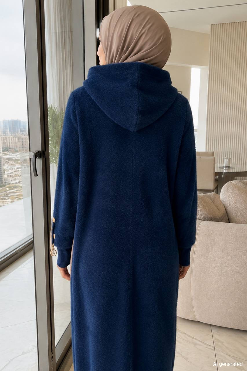 Women's Zipper And Button Detailed Long Jacket