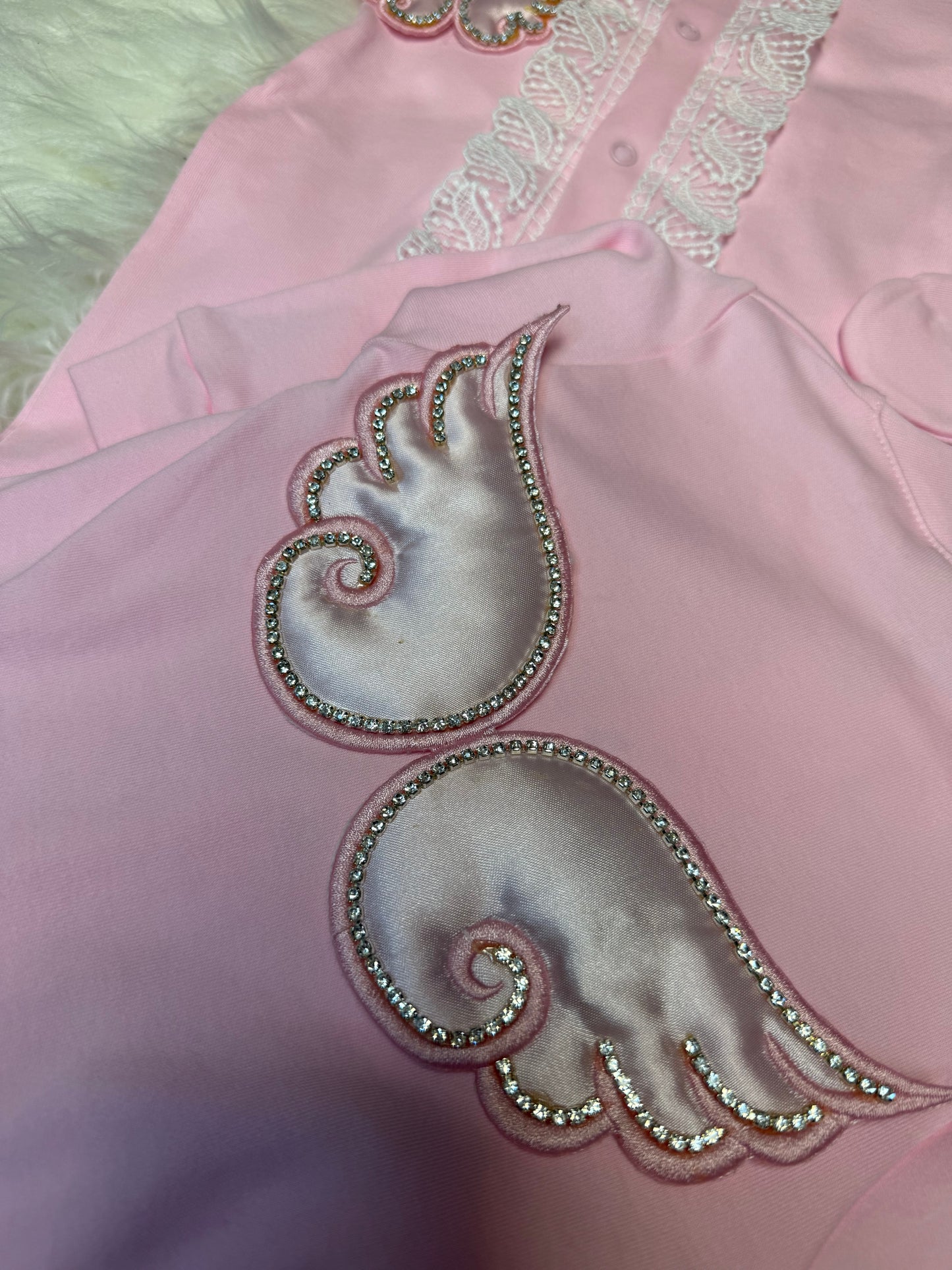 Angel Wings Embellished Baby Set - 3 Pieces