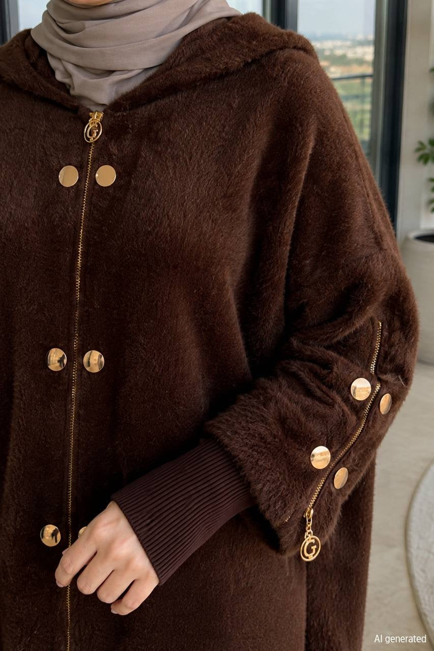 Women's Zipper And Button Detailed Long Jacket