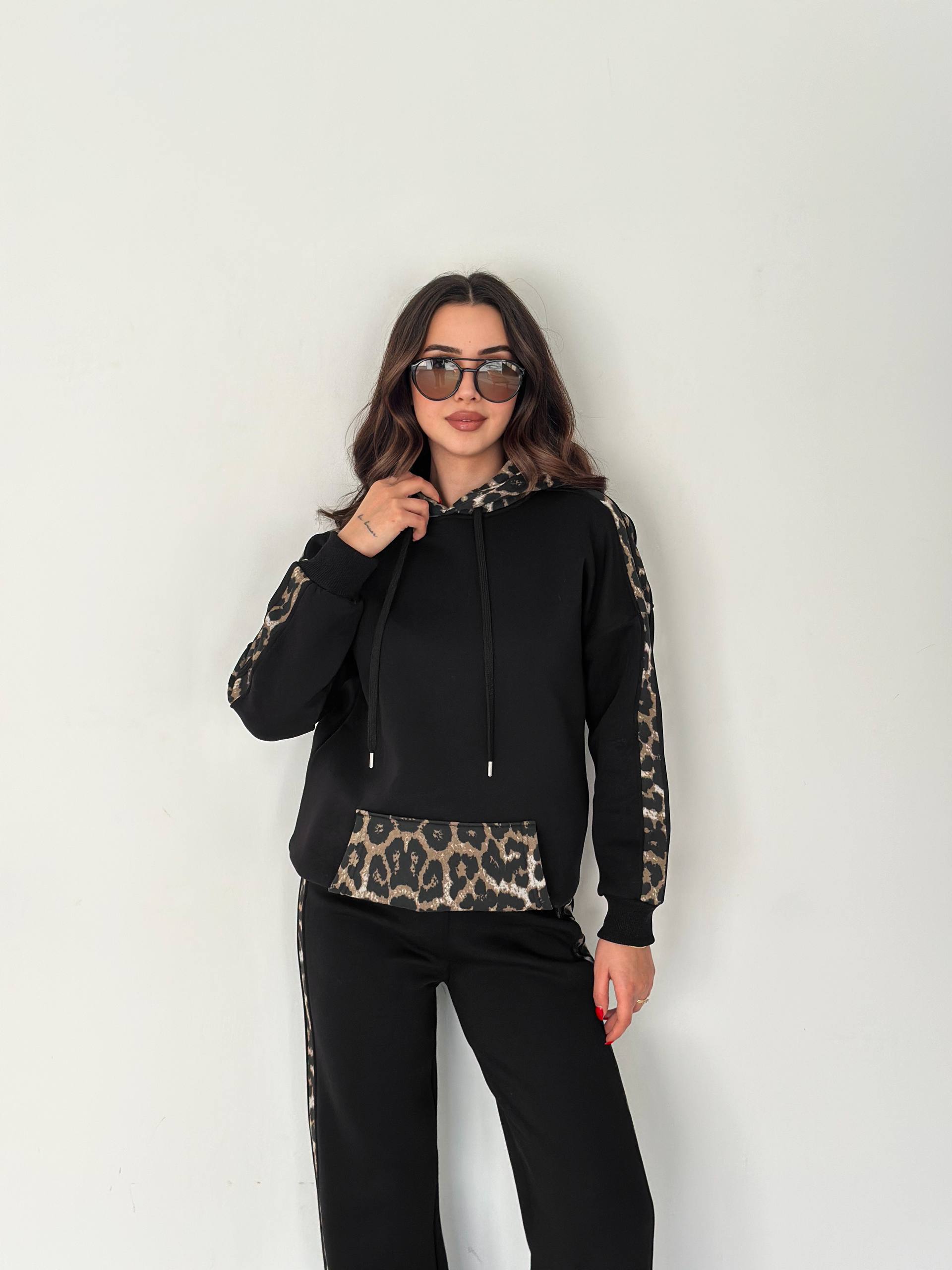 Black Leopard Fleece Comfy Set