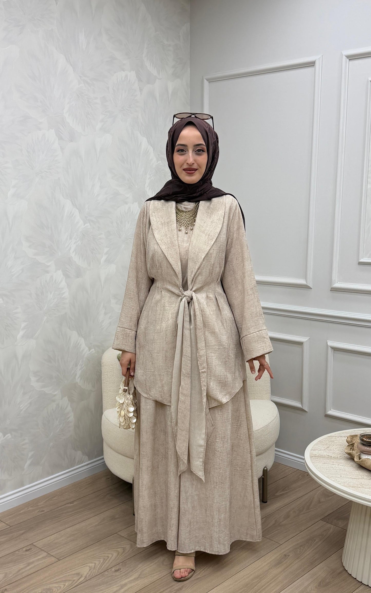 Elegant Wrap Tunic & Wide-Leg Pants Set