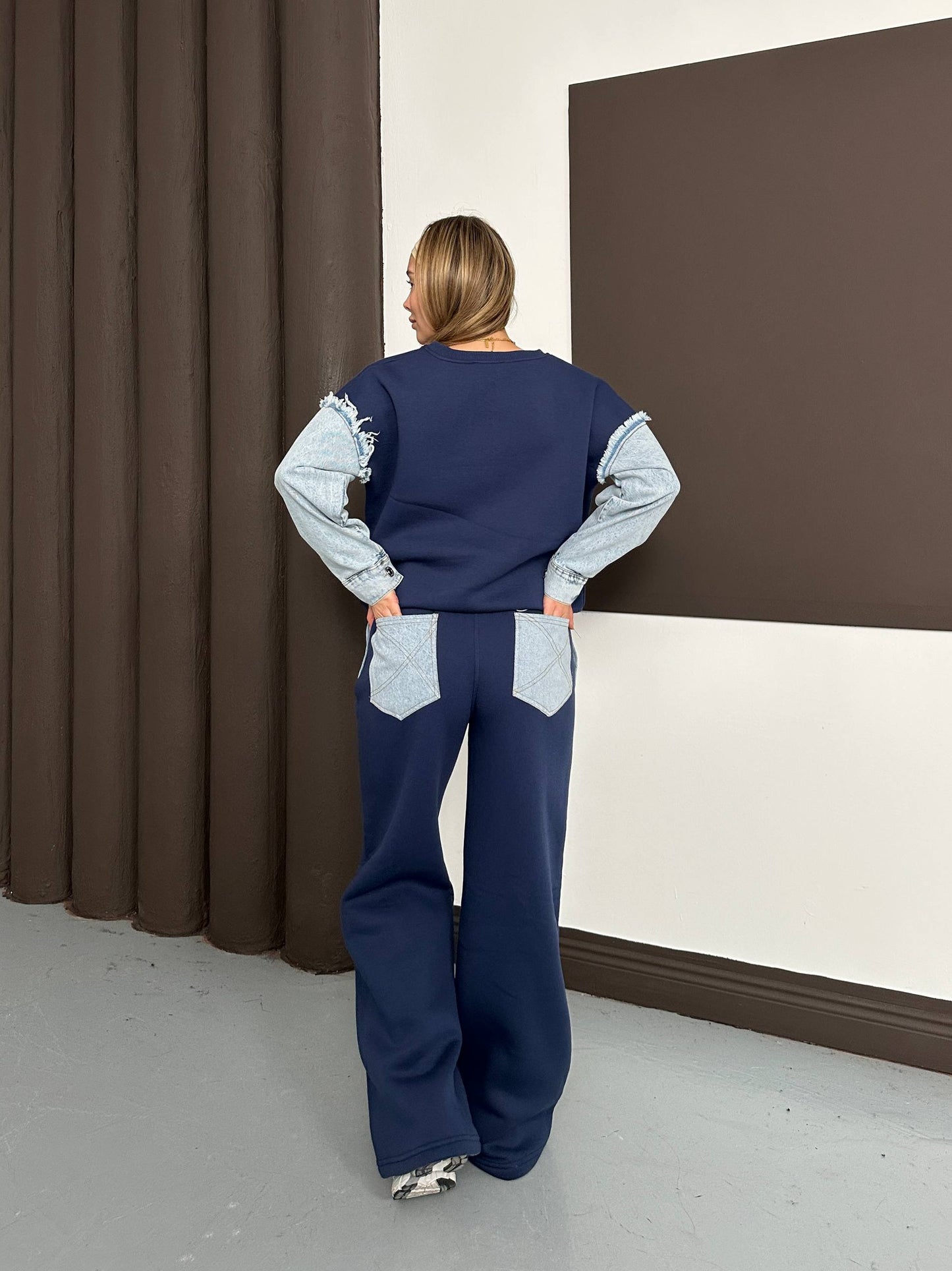 Women’s Cozy Fleece Set – Navy with Denim Star Patch