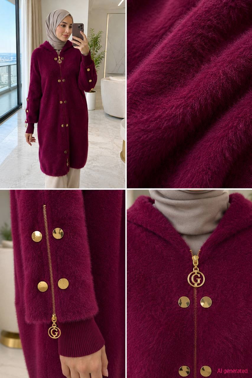 Women's Zipper And Button Detailed Long Jacket