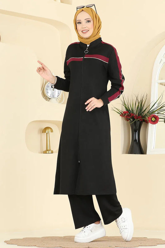 Sport Luxe Zip Tunic & Wide-Leg Pants Set