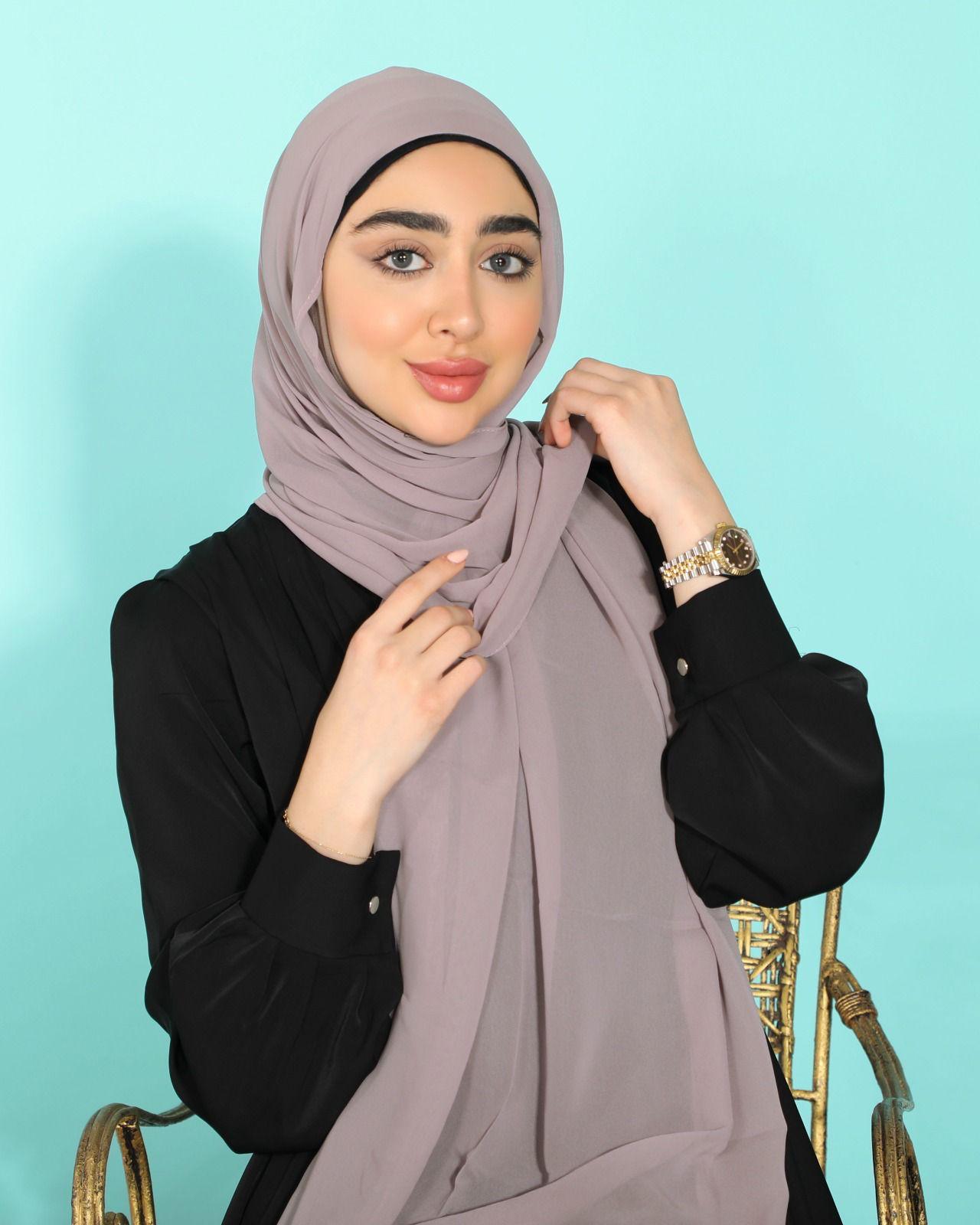 Crepe  hijab with attached ninja