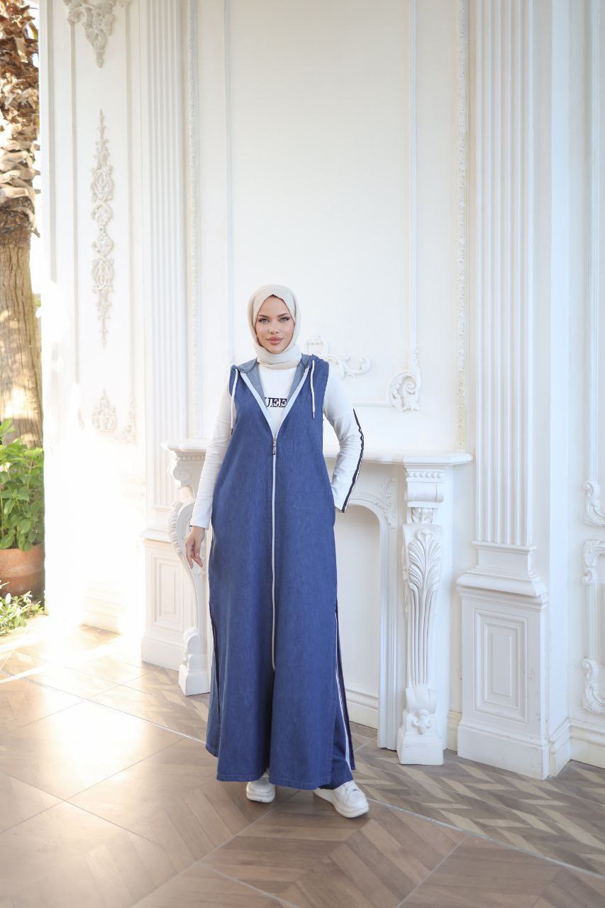 3 Pieces Casual Set – Long Vest, Jeans & Cotton Top